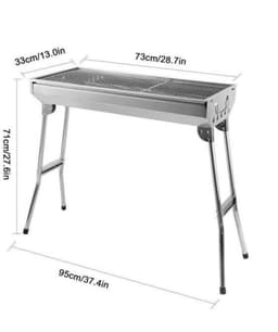 Vemera bbq - barbecue - Houtskoolgrill - opvouwbaar dus gemakkelijk te transporteren - roestvrijstaal - zilver — thumbnail 5