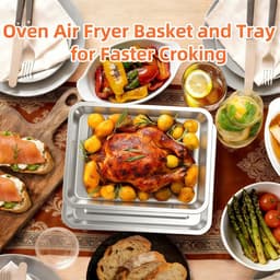 Bakplaat Pan - Airfryer Accessoire - Lucht Frituren - Vaatwasserbestendig - 2 Stuks - Roestvrij staal — thumbnail 3