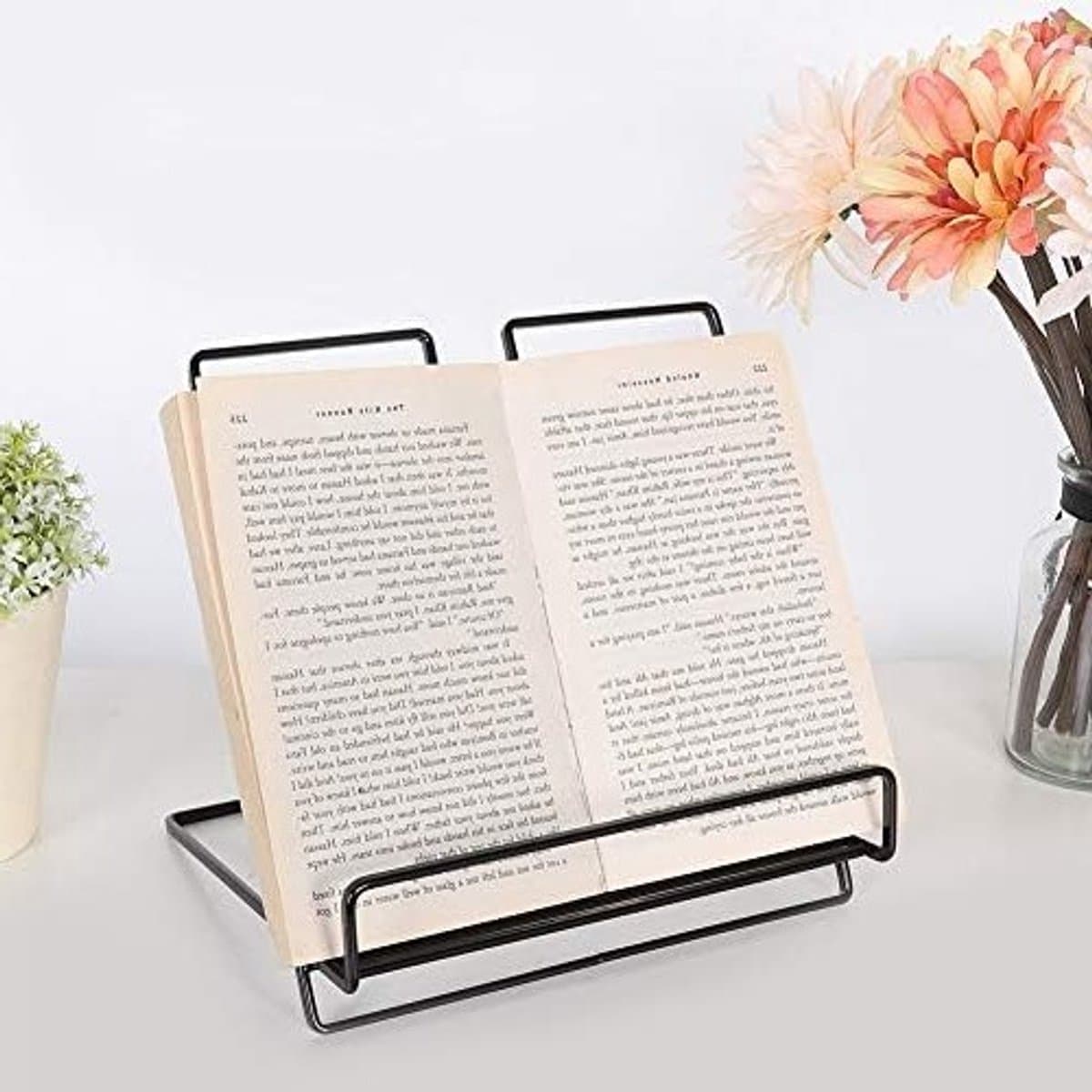 Boekensteun voor kantoor en thuis, ijzeren tafelrek, boekenplank, tablet houder en decoratie — afbeelding 1