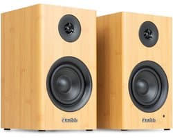 Boekenplank speakers - Audizio BS15 - Actieve speakerset met Bluetooth - HiFi speakers - 60W - Bamboe
