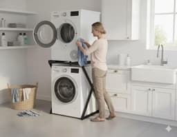SERALUXE - Wasmachine Kast - Wasmachine Verhoger- Metaal - Zwart - Universeel Wasmachine en Droger Kast - Wasmachine Ombouw - Wasmachinerek - Wasmachine Sokkel- Robuust - Stabiel - Stevig - Anti Vibratie — thumbnail 4