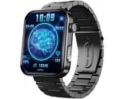 DrPhone ChronaX2 Smartwatch – ECG, HRV, Lichaamssamenstelling, Bloeddruk & Zuurstof – 2.1” HD IPS Display – 52+ Sportmodi – Bluetooth Bellen – Audiobediening – SOS Noodfunctie – IP67 Waterdicht - Zwart