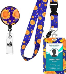 Uitbreidbare ID Kaarthouder met Koord en Karabiner - Waterdichte ID Kaart Houder voor Onderwijs, Zorg en Evenementen - 7 x 11 cm, Verwijderbare Sleutelhanger — thumbnail 1
