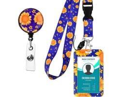Uitbreidbare ID Kaarthouder met Koord en Karabiner - Waterdichte ID Kaart Houder voor Onderwijs, Zorg en Evenementen - 7 x 11 cm, Verwijderbare Sleutelhanger