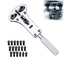 Horlogereparatie Tool voor het Openen van Horloges met 18 Opening Schroeven, Geschikt voor Achterkant van Horloges, Professionele Horloge Opening Sleutel, Zilver