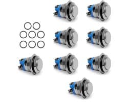 Push Buttons Set van 8 Stuks, 16 mm Waterdichte Tact Switch met Schroefcontacten voor Auto en Toepassingen, 3 A/12 V/24 V/125 V/250 V