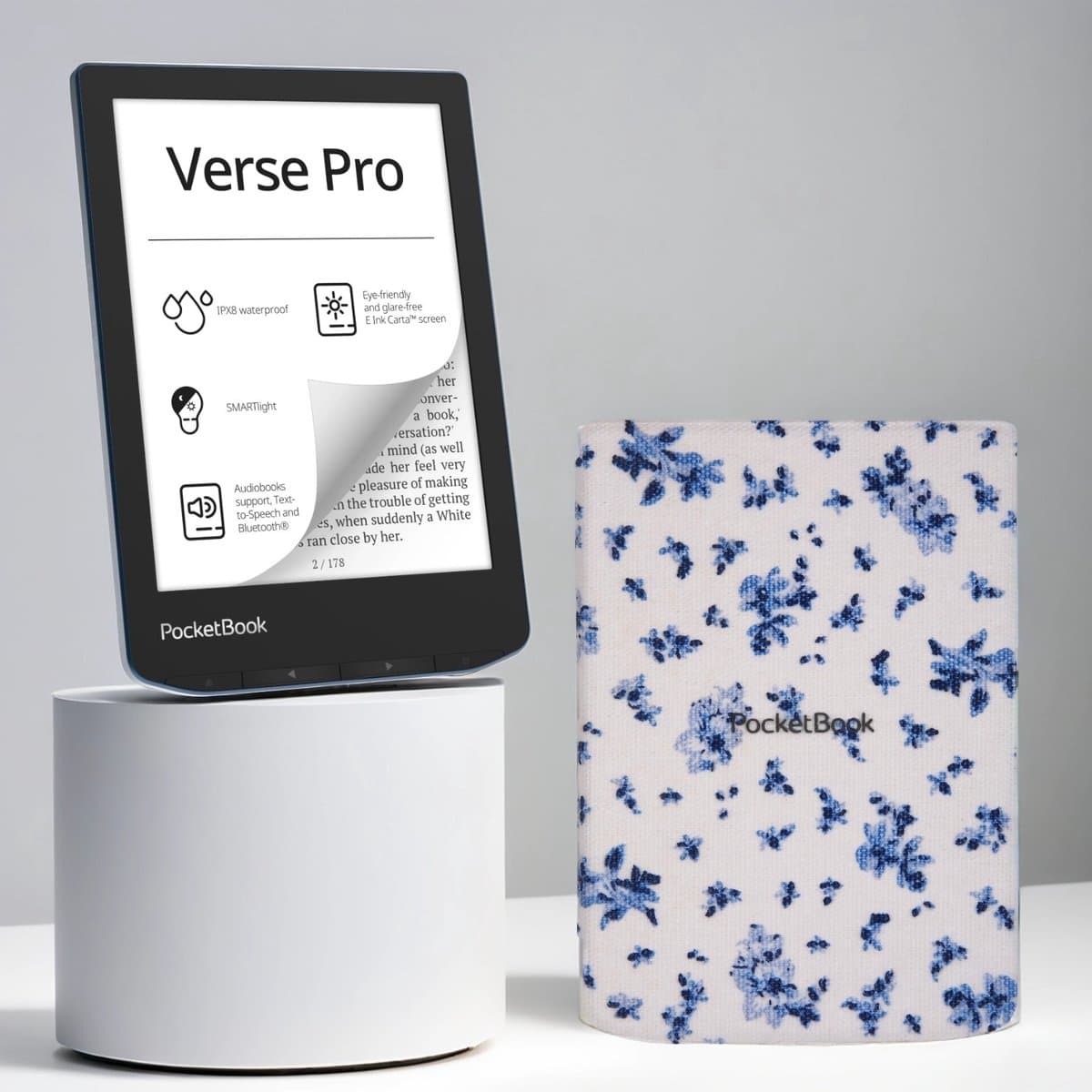 PocketBook Verse Pro Azure e-reader – Inclusief Bloemen Hoesje (shell cover) – Voordeelbundel — afbeelding 1