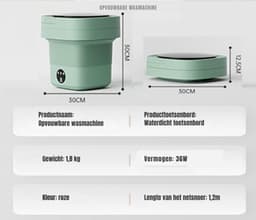 Zyrex® Camping Wasmachine - Mini Wasmachine - Wasmachines - 12 Liter - Draagbaar en Opvouwbaar - Roze - 30cm x 77cm x 77cm — thumbnail 4