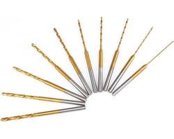 Set van 10 Mini Twist Boortjes van 0.6 mm tot 2.2 mm en 2.35 mm voor Hout, Resin en Sieraden met Titanium Coating
