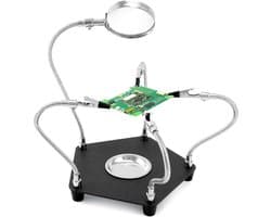 Derde-hands soldeerstation met 3x vergrootglas en 4 flexibele armen, soldeerhulp voor elektronica, sieraden, ambachten en hobbyprojecten