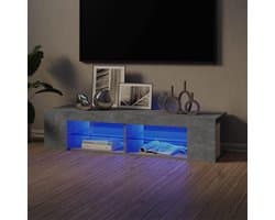 Tv-kast met ledlampen - Lowboard mediakast - Media organiseren - RGB ledverlichting - 135x39x30 cm - Betongrijs