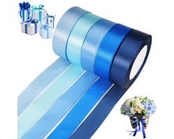 Satin Lint Blauw 22m x 25mm, Cadeaulint voor Knutselen, Bruiloft Decoratie, Haarstrikken en Naaiprojecten