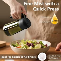 Olijfolie Sprayer - Glas - Olijfolie Fles Verstuiver voor Keuken - Oliefles - Olie Pomp Bakspray - Handmatig spuiten of gieten - Buiten bereik van licht bewaren - voor airfryer, koken, salade en BBQ-470 ML - zwart — thumbnail 3