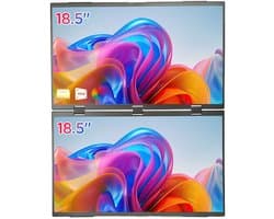 18.5" Dual IPS Draagbaar Monitor – 100Hz, Full HD, Mini HDMI, USB-C 65W – Perfect voor Laptop/PC/Telefoon – Zwart