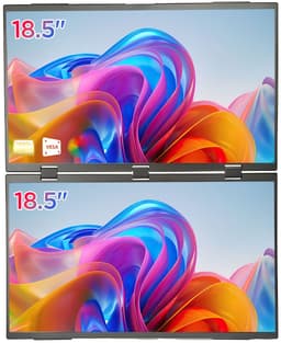 18.5" Dual IPS Draagbaar Monitor – 100Hz, Full HD, Mini HDMI, USB-C 65W – Perfect voor Laptop/PC/Telefoon – Zwart — thumbnail 1