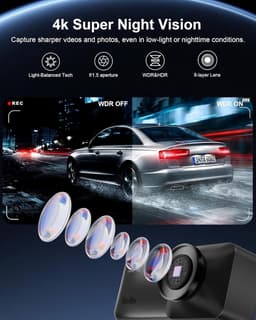 Dashcam - Dashcam voor auto - Dashcam 4K Voorzijde - Ultra HD - Mini Autocamera - APP Bediening - Ingebouwde Wi-Fi & G-sensor - 24-uurs Parkeermodus, Nachtzicht, WDR, Loopopname, Ondersteuning voor maximaal 256 GB — thumbnail 5