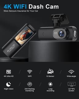 Dashcam - Dashcam voor auto - Dashcam 4K Voorzijde - Ultra HD - Mini Autocamera - APP Bediening - Ingebouwde Wi-Fi & G-sensor - 24-uurs Parkeermodus, Nachtzicht, WDR, Loopopname, Ondersteuning voor maximaal 256 GB — thumbnail 3