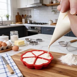 Siliconen Wafelvormen Set voor Airfryer - Hartvormig - 4 en 5 Putjes - Rood - Bakvormen voor Wafels, Muffins en Cake - Creatief Bakken — thumbnail 6