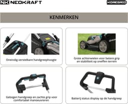 Neokraft - 40V Accu grasmaaier - 43cm maaibreedte - 5 Instelbare hoogtes - Incl 50L opvangbak - excl. accu & lader — thumbnail 3