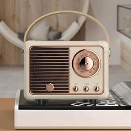 Elkuaie Retro Radio Bluetooth - Draagbare Subwoofer - Nostalgie Design - 1 Stuk - Melkachtig Wit — thumbnail 2