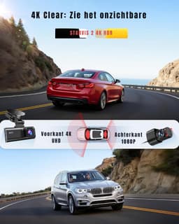 RUX® Dashcam Voor en Achter - Dashcam - Parkeermonitor - Nachtzicht - Zwart - 10cm x 4cm x 3cm — thumbnail 2