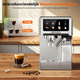 AIRMSEN Espressomachine - 20 Bar - Met Automatische Melkopschuimer - Pistonmachine - Zilver — thumbnail 3