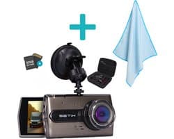 Setix Dashcam Go met Glas- en Spiegeldoek - Voor en Achter Camera – Inclusief 32GB SD kaart - Full HD 1080P Resolutie – Met Opbergcase tegen Diefstal - Nachtzicht – Plug & Play - Parkeermodus - 170 Graden Kijkhoek – Loop Recording – 2025 Auto Camera