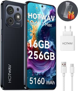 HOTWAV Note 13 Max mobiele telefoon senioren - Smartphone - 256GB - Zwart - mobiele telefoon zonder abonnement - 2 jaar garantie - Met Transparante Hoes - 4G Dual SIM — thumbnail 1
