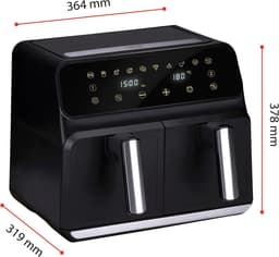 Dubbele Heteluchtfriteuse - Airfryer XXL - Gezond Koken - Sync Finish Functie - 8 Liter Capaciteit - Zwart — thumbnail 5