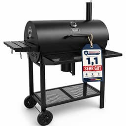Houtskool BBQ - Smoker Barbecue XL - BBQ met Wielen - 70x37cm Grilloppervlak - Zijpanelen - Zwart — thumbnail 1