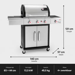 Landmann Triton PTS 3.1 Gasbarbecue - 4 branders - zilver — thumbnail 2