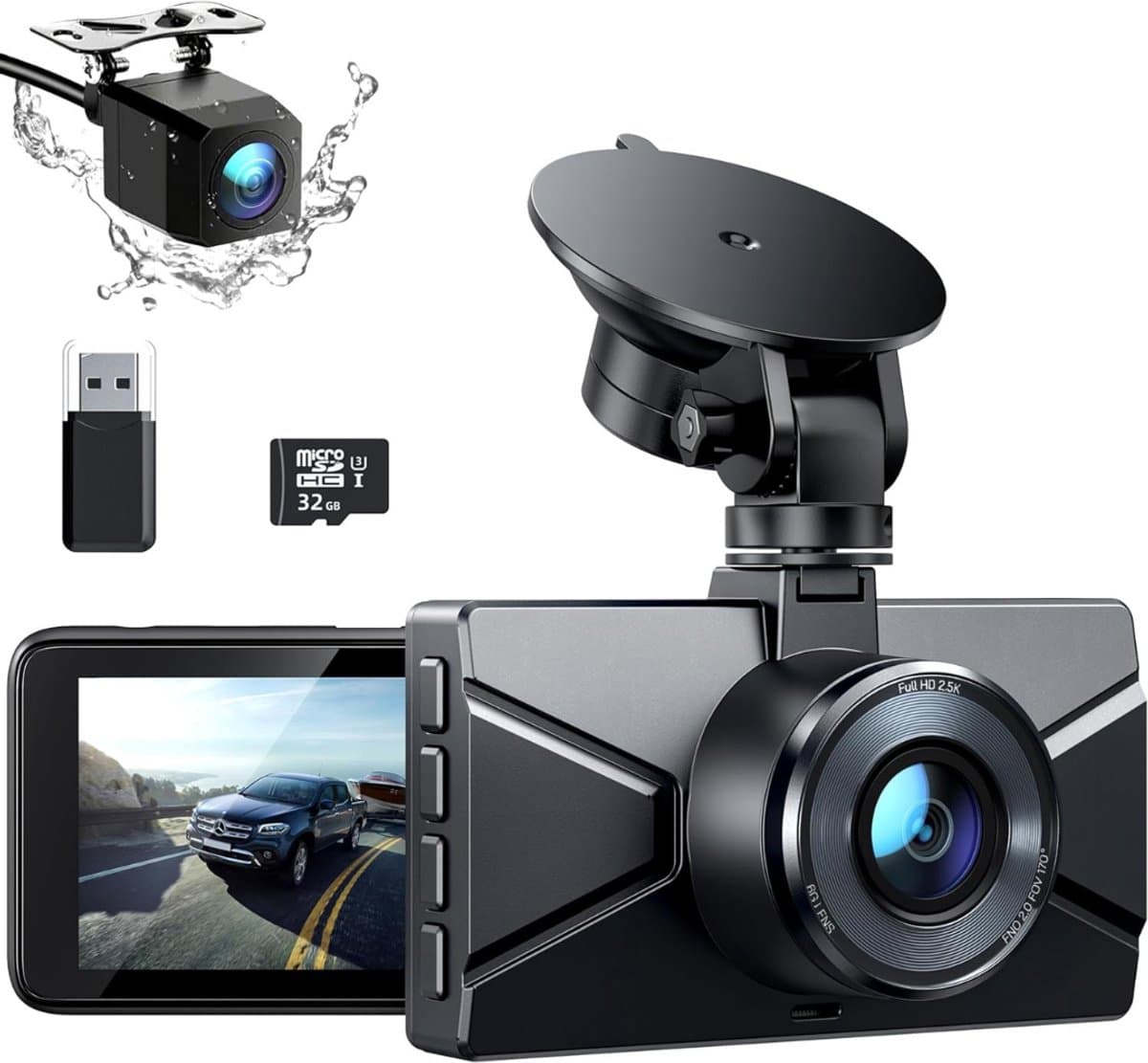 TIM® Dashcam voor Auto Voor en Achter - Dashcam - Zwart - 87cm x 35cm x 51cm — afbeelding 1