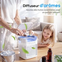 Draagbare Luchtkoeler 4-in-1 - Mini Airco met Waterkoeling - 3 Snelheden - 2 Verneveling Standen - 7 Kleuren LED Verlichting - USB Type-C - Wit — thumbnail 5