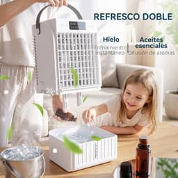 Draagbare Luchtkoeler 4-in-1 - Mini Airco met Waterkoeling & Luchtbevochtiger - 1.5L Waterreservoir - 4 Snelheden - 7 Kleuren LED - Timer - Slaapkamer & Kantoor — thumbnail 3