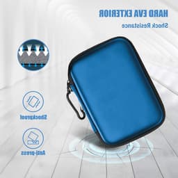 Draagbare 2.5 Inch Externe Harde Schijf Beschermhoes voor SSD en HDD - Schokbestendig, Met Kaartsleuven en Accessoires, Navy Blauw — thumbnail 3