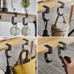 4PCS Kantoor Computer Bureau Aluminium Haak Klem op Bureau Hoofdtelefoon Houder - Rugzak Haak - Voorzien van een handige plek om Headset op te hangen (voor 2cm dikte) - Zwart — thumbnail 3