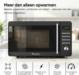 Turbotronic MW20 Vrijstaande Magnetron - Microwave - 20 Liter - Zwart — thumbnail 3