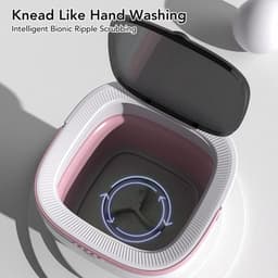 Opvouwbare mini wasmachine met 7,5 liter inhoud, volautomatische werking en zachte droogfunctie, ideaal voor ondergoed in een stijlvolle roze kleur — thumbnail 4