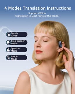 AI Translator Earbuds, 168 Talen Slimme Oordopjes Vertaler, Open Ear Koptelefoon Bluetooth 5.4, 3-in-1 Draadloze Oortjes Vertaal met APP, Geschikt voor Reizen, Zakelijk, Studeren — thumbnail 3