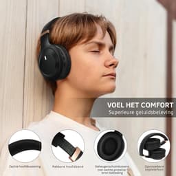 FlexVer® Noise Cancelling Hoofdtelefoon - Koptelefoon - Headphones - Batterijduur 45 Uur - Zwart — thumbnail 3