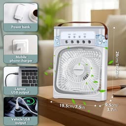 Mobiele airconditioner, mini-luchtkoeler, 5-in-1 airconditioning, klein, draagbaar, 7 leds, luchtbevochtiger met 3 snelheden, luchtkoeler, ventilator met waterkoeling, voor keuken, kantoor — thumbnail 4