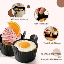 Siliconen muffinvormpjes voor airfryers, 6 stuks. Deze siliconen muffinvormpjes zijn perfect voor het maken van muffins, andere gebakjes, eieren, enz. BPA-vrij en herbruikbaar. — thumbnail 3