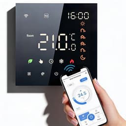 Slimme Thermostaat Temperatuurregeling met Touchscreen – Wifi Thermostaat met App Bediening & Programmeerbare Instellingen – LCD Touchscreen Thermostaat Zwart Compatibel met Google Home | Eenvoudige Opbouwmontage & Energiezuinig — thumbnail 1