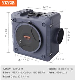 VEVOR Luchtreiniger met 3-Traps Stapelbare Negatieve Luchtmachine met 800 CFM — thumbnail 3