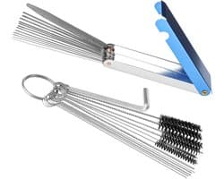 Carburetor reiniger set met 13 reinigingsdraden, 6 nylon borstels en 6 naalden voor motoren, ATV's en scooters