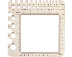 Houten Haak- en Brei Gauge Liniaal, Premium Naald Yardstick en Steken Teller voor Creatieve Projecten met Circulaire en Rechthoekige Maten (15cm)