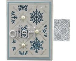 Kerstkaart met sneeuwvlokkenrand en snijmallen voor scrapbooking, DIY en embossing technieken