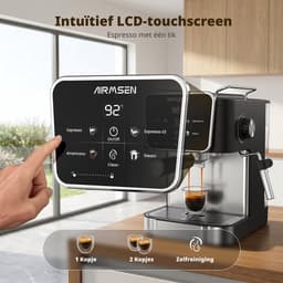 AIRMSEN Espressomachine - 20 Bar - Met Stoompijpje - Touchscreen - Pistonmachine - Zwart — thumbnail 2