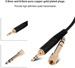 Cosensi - Vervangende Spiraalkabel - Audio Kabel - Compact - Zwart - 3.5mm en 6.5mm Plug - Geschikt voor Sennheiser Hoofdtelefoons - 2 meter — thumbnail 4