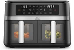 Solis Air Fryer Duo Dubbele Airfryer met 2 Lades - 2200W - Multifunctionele Heteluchtfriteuse - PFAS-vrij - Kijkvenster - 11L - 10 Verschillende Programma's – Zwart — thumbnail 5